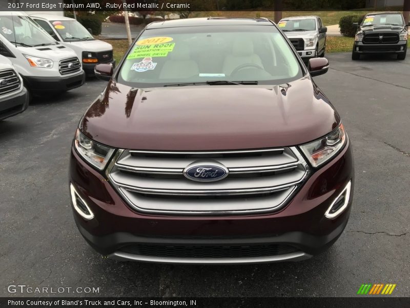 Ruby Red Metallic / Ceramic 2017 Ford Edge Titanium AWD