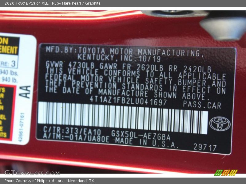 Ruby Flare Pearl / Graphite 2020 Toyota Avalon XLE