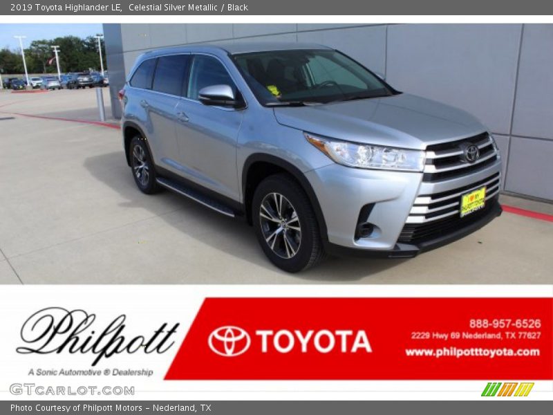 Celestial Silver Metallic / Black 2019 Toyota Highlander LE