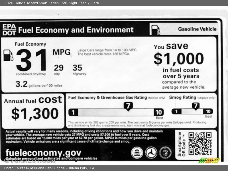 Still Night Pearl / Black 2020 Honda Accord Sport Sedan