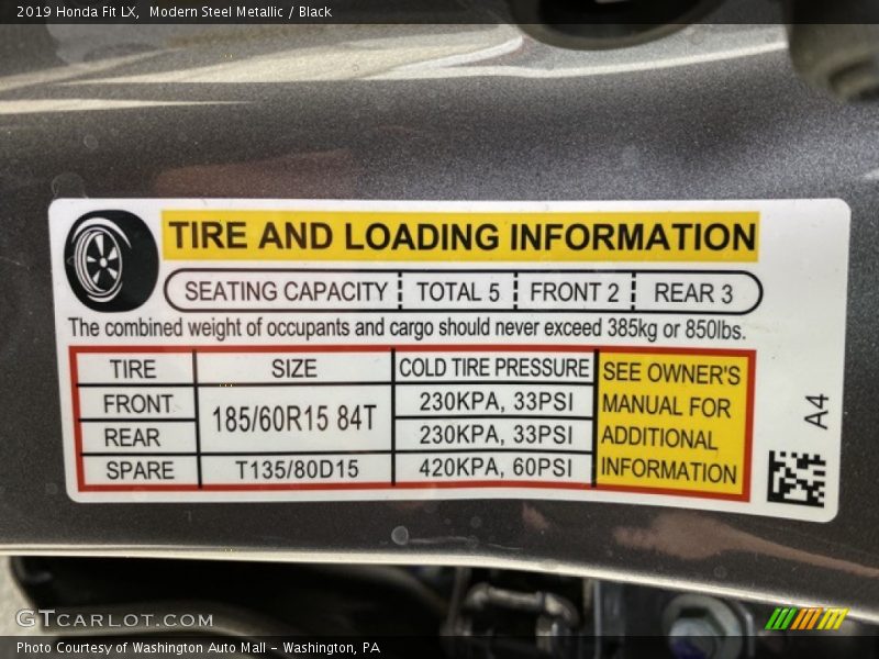 Modern Steel Metallic / Black 2019 Honda Fit LX