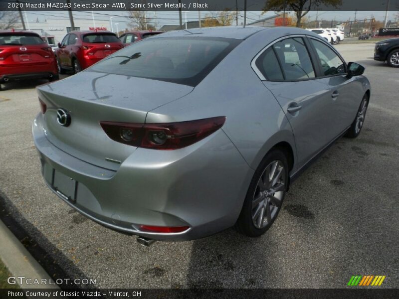 Sonic Silver Metallic / Black 2020 Mazda MAZDA3 Select Sedan AWD