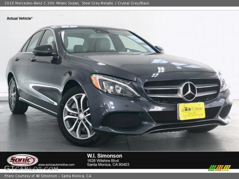 Steel Grey Metallic / Crystal Grey/Black 2016 Mercedes-Benz C 300 4Matic Sedan