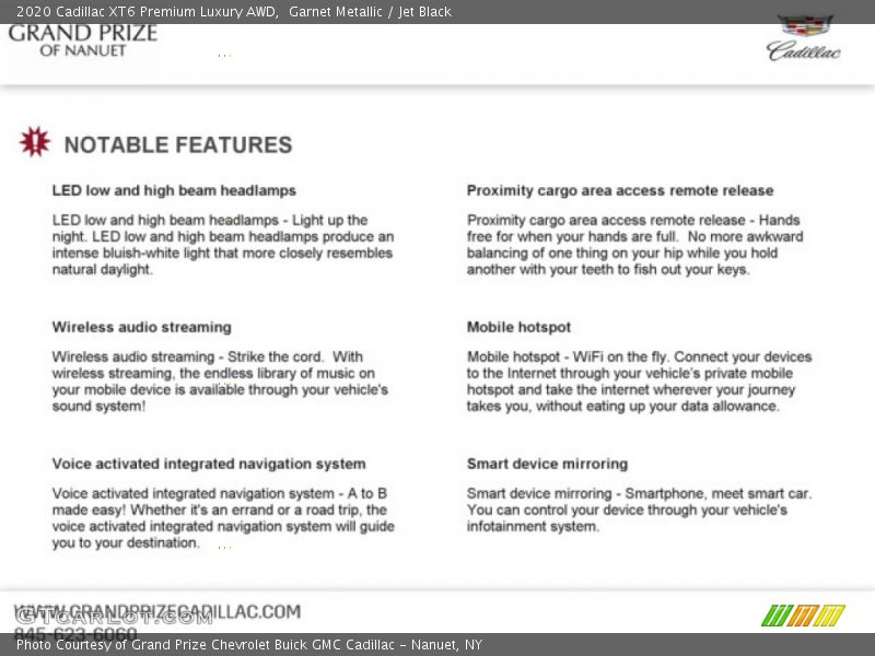 Garnet Metallic / Jet Black 2020 Cadillac XT6 Premium Luxury AWD