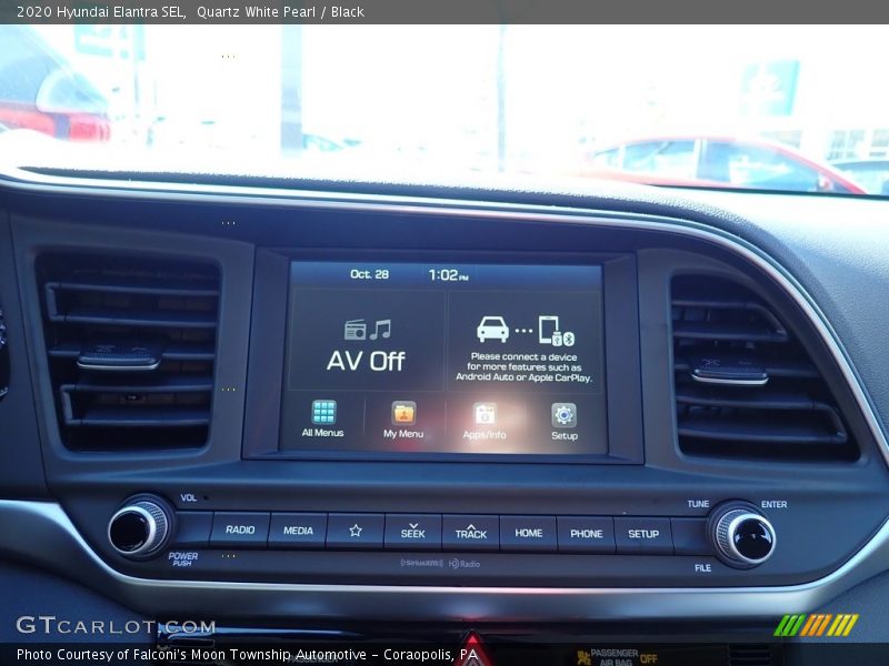 Quartz White Pearl / Black 2020 Hyundai Elantra SEL