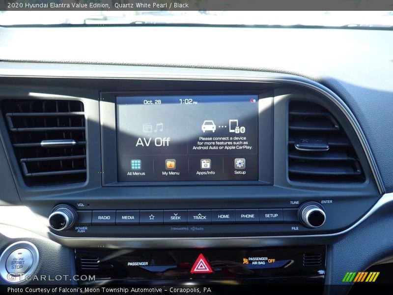 Quartz White Pearl / Black 2020 Hyundai Elantra Value Edition