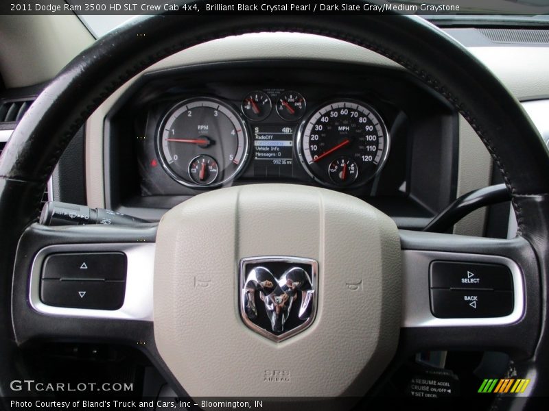 Brilliant Black Crystal Pearl / Dark Slate Gray/Medium Graystone 2011 Dodge Ram 3500 HD SLT Crew Cab 4x4