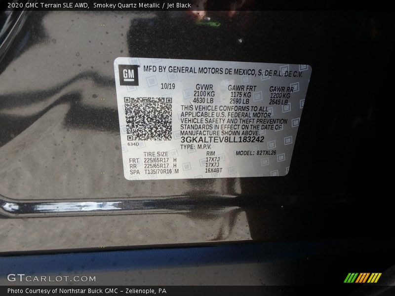 Smokey Quartz Metallic / Jet Black 2020 GMC Terrain SLE AWD
