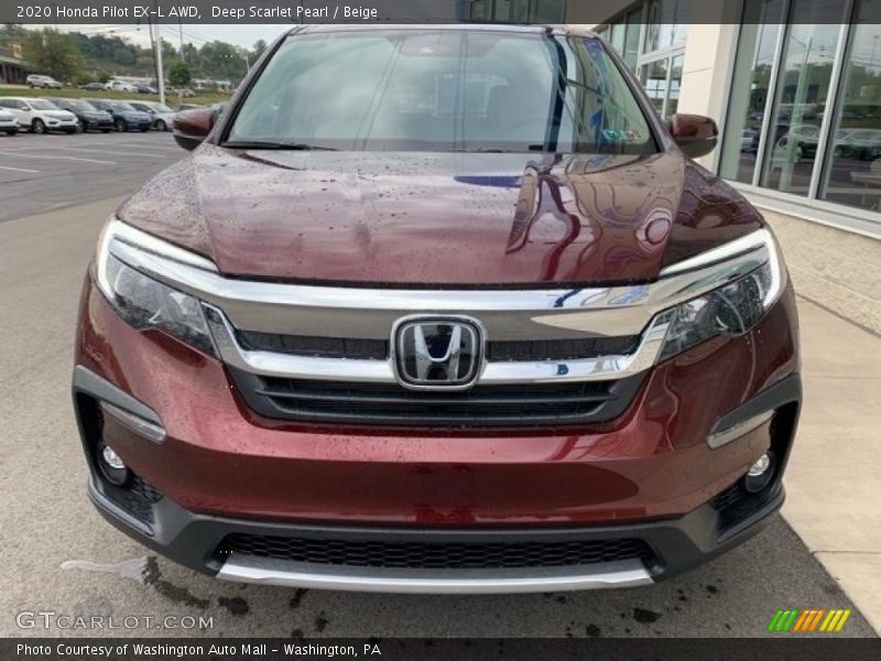 Deep Scarlet Pearl / Beige 2020 Honda Pilot EX-L AWD