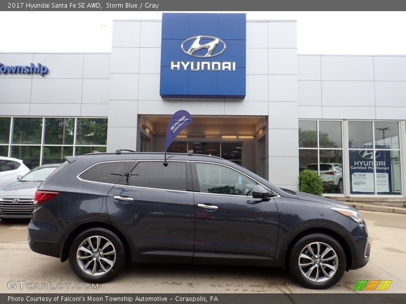 Storm Blue / Gray 2017 Hyundai Santa Fe SE AWD
