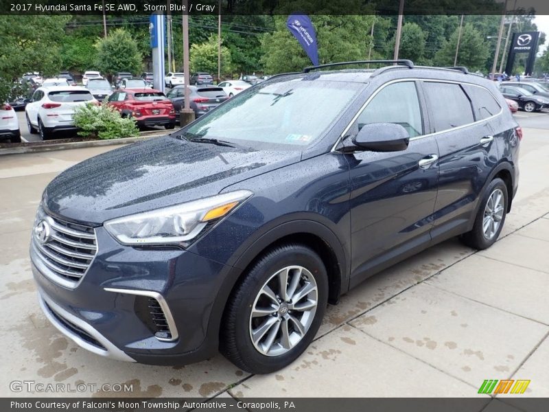 Storm Blue / Gray 2017 Hyundai Santa Fe SE AWD