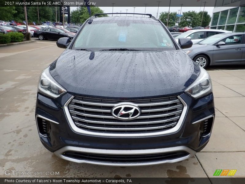 Storm Blue / Gray 2017 Hyundai Santa Fe SE AWD