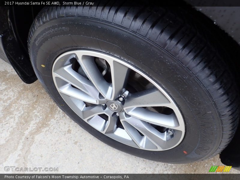 Storm Blue / Gray 2017 Hyundai Santa Fe SE AWD