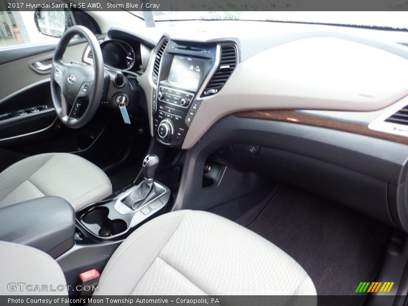 Storm Blue / Gray 2017 Hyundai Santa Fe SE AWD