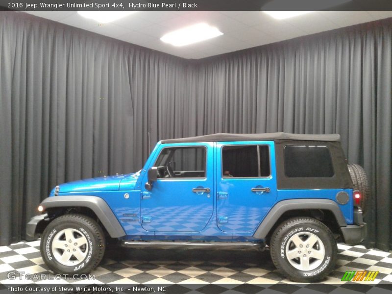 Hydro Blue Pearl / Black 2016 Jeep Wrangler Unlimited Sport 4x4