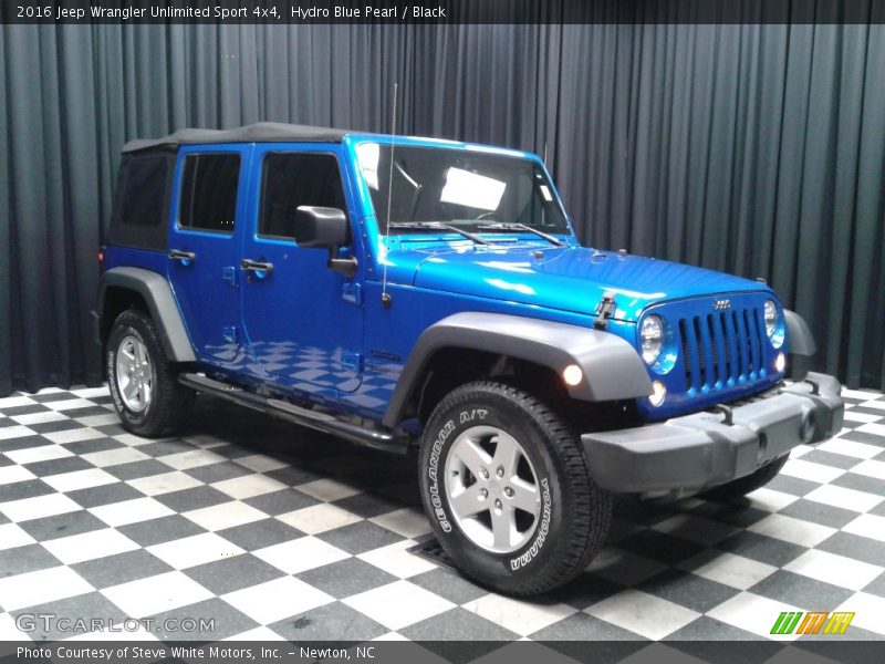 Hydro Blue Pearl / Black 2016 Jeep Wrangler Unlimited Sport 4x4