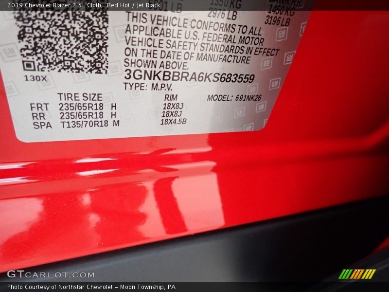Red Hot / Jet Black 2019 Chevrolet Blazer 2.5L Cloth