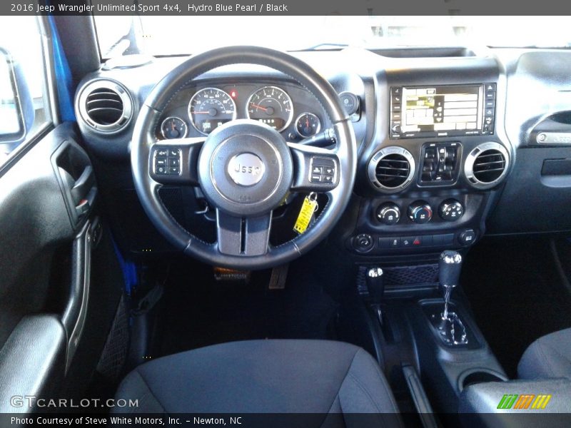 Hydro Blue Pearl / Black 2016 Jeep Wrangler Unlimited Sport 4x4