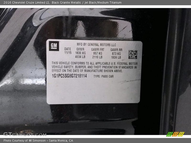 Black Granite Metallic / Jet Black/Medium Titanium 2016 Chevrolet Cruze Limited LS