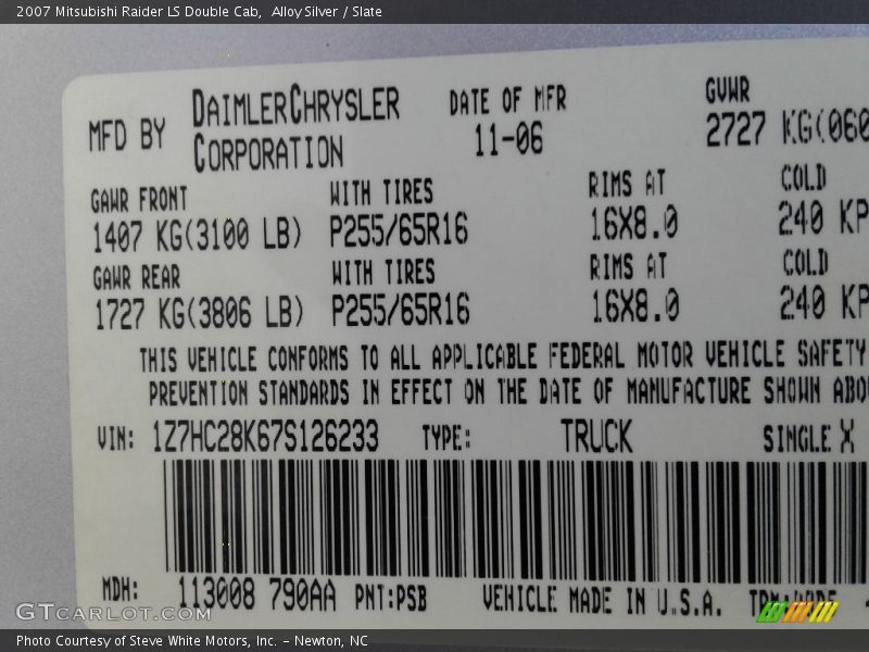Alloy Silver / Slate 2007 Mitsubishi Raider LS Double Cab