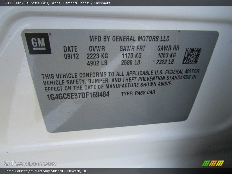 White Diamond Tricoat / Cashmere 2013 Buick LaCrosse FWD