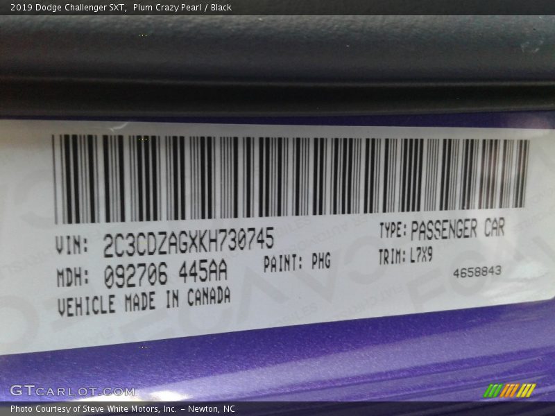 Plum Crazy Pearl / Black 2019 Dodge Challenger SXT