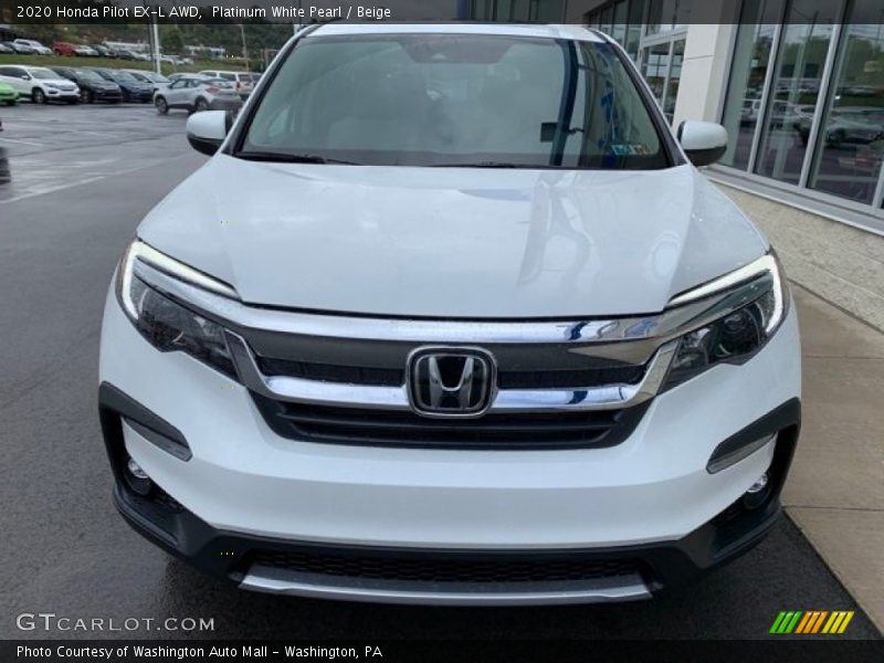 Platinum White Pearl / Beige 2020 Honda Pilot EX-L AWD