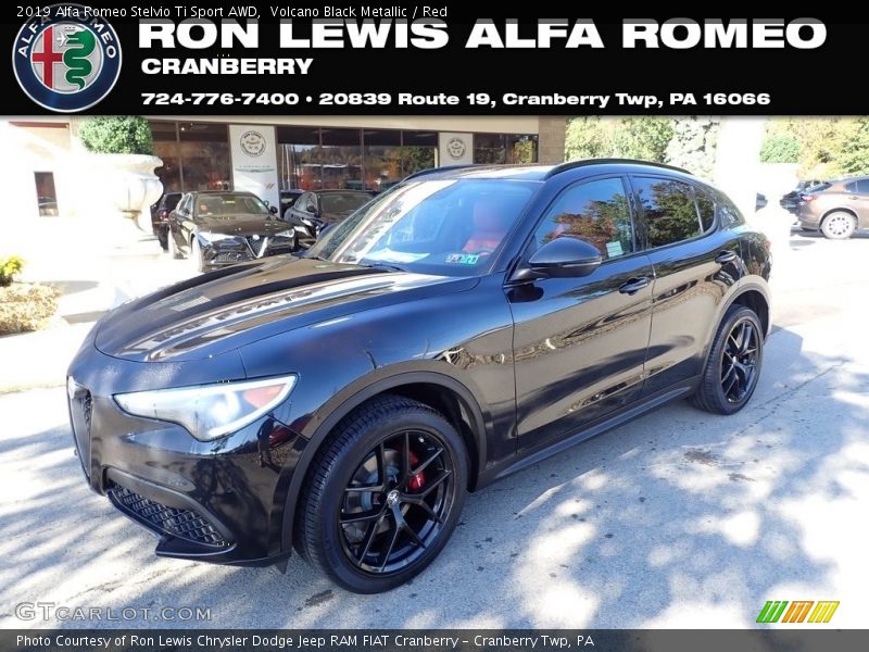 Volcano Black Metallic / Red 2019 Alfa Romeo Stelvio Ti Sport AWD
