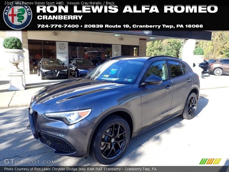 Vesuvio Gray Metallic / Black 2019 Alfa Romeo Stelvio Sport AWD