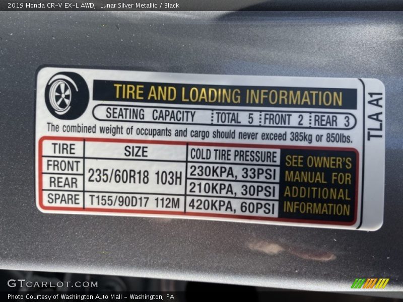 Lunar Silver Metallic / Black 2019 Honda CR-V EX-L AWD