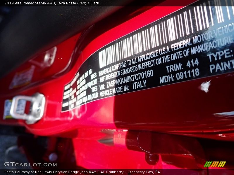Alfa Rosso (Red) / Black 2019 Alfa Romeo Stelvio AWD
