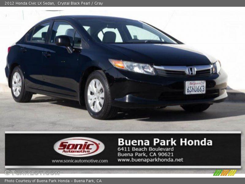 Crystal Black Pearl / Gray 2012 Honda Civic LX Sedan