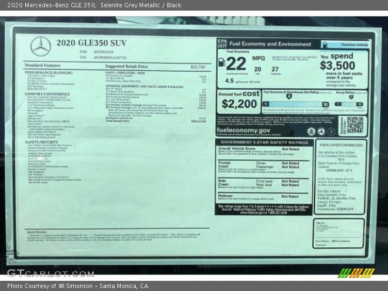 Selenite Grey Metallic / Black 2020 Mercedes-Benz GLE 350
