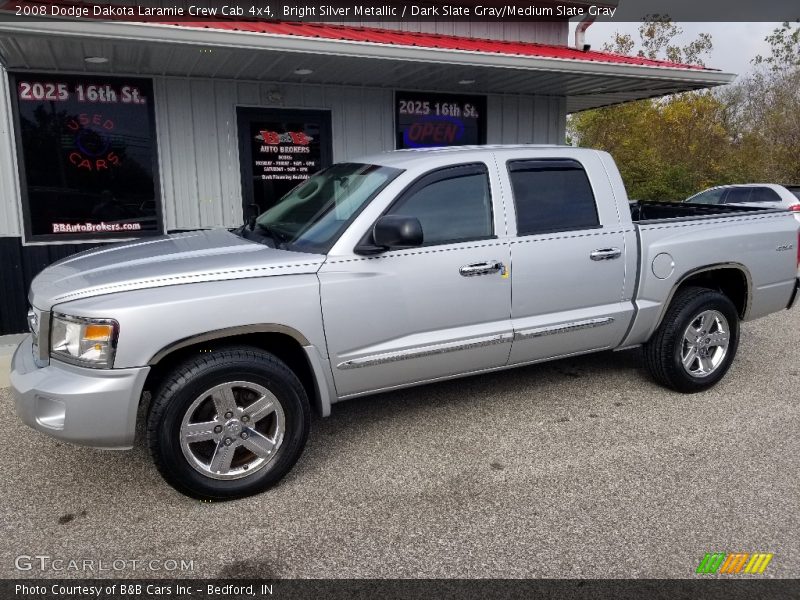 Bright Silver Metallic / Dark Slate Gray/Medium Slate Gray 2008 Dodge Dakota Laramie Crew Cab 4x4