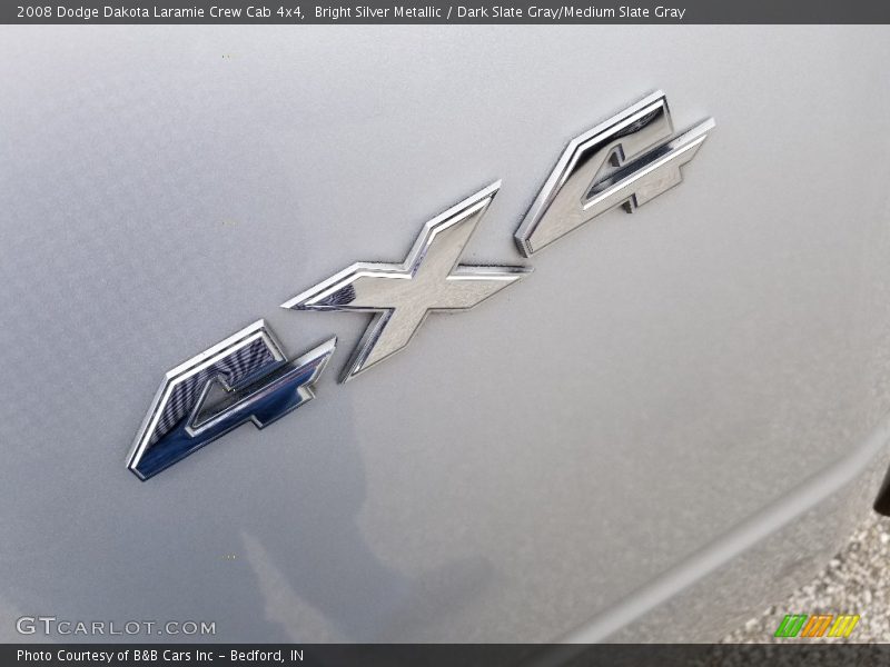 Bright Silver Metallic / Dark Slate Gray/Medium Slate Gray 2008 Dodge Dakota Laramie Crew Cab 4x4