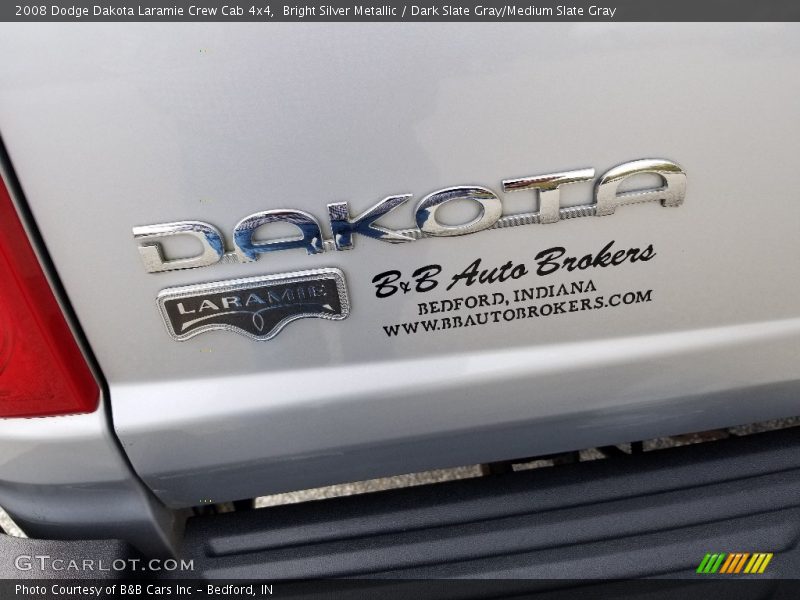 Bright Silver Metallic / Dark Slate Gray/Medium Slate Gray 2008 Dodge Dakota Laramie Crew Cab 4x4