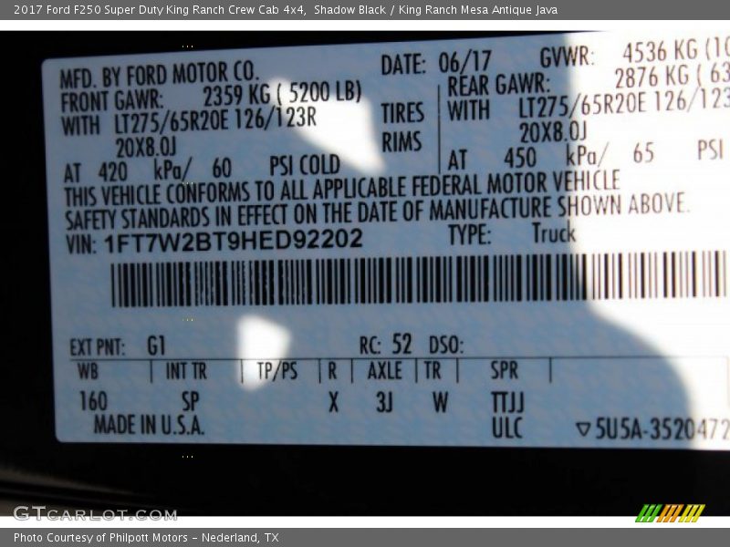 Shadow Black / King Ranch Mesa Antique Java 2017 Ford F250 Super Duty King Ranch Crew Cab 4x4