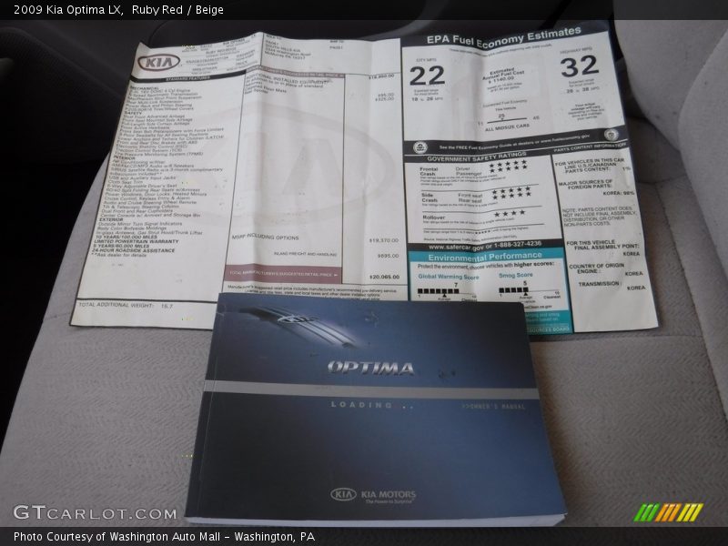 Ruby Red / Beige 2009 Kia Optima LX