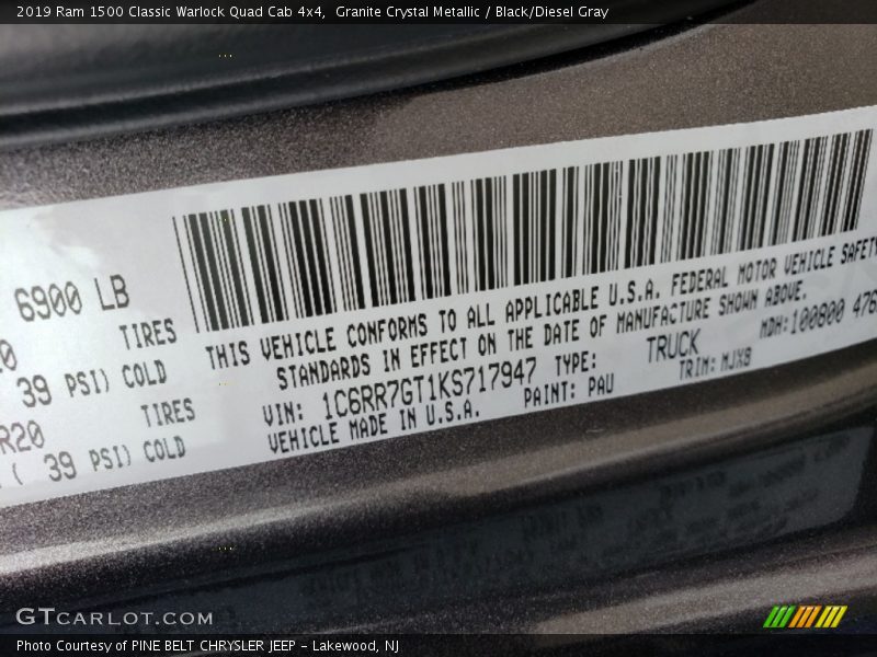 Granite Crystal Metallic / Black/Diesel Gray 2019 Ram 1500 Classic Warlock Quad Cab 4x4