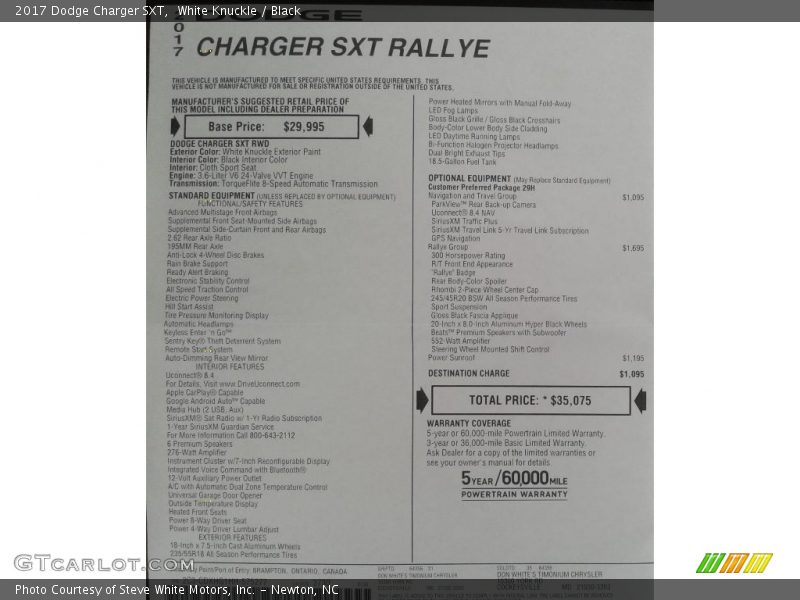 White Knuckle / Black 2017 Dodge Charger SXT