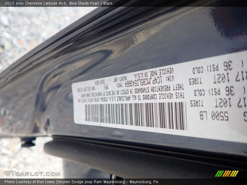 Blue Shade Pearl / Black 2020 Jeep Cherokee Latitude 4x4
