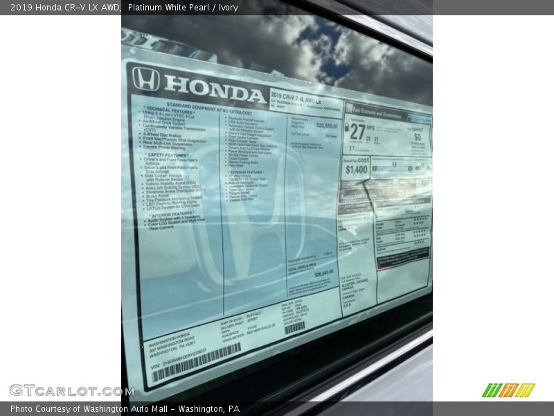 Platinum White Pearl / Ivory 2019 Honda CR-V LX AWD