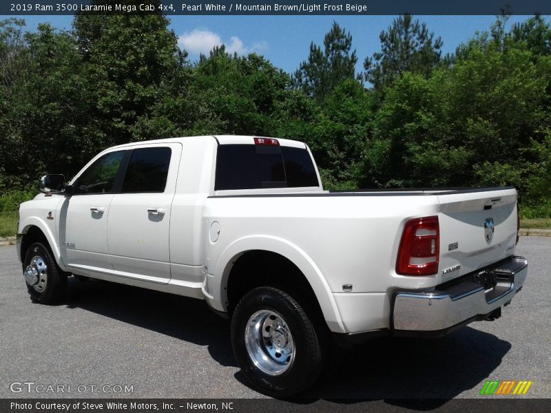 Pearl White / Mountain Brown/Light Frost Beige 2019 Ram 3500 Laramie Mega Cab 4x4