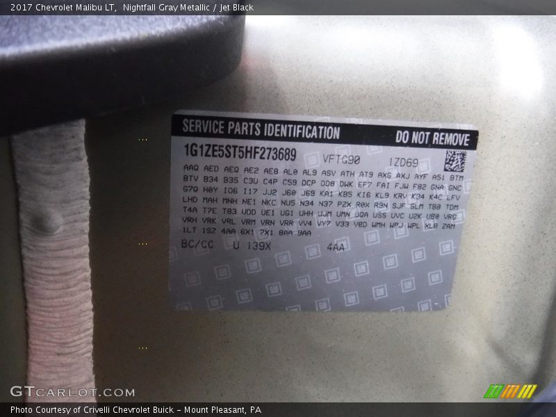 Nightfall Gray Metallic / Jet Black 2017 Chevrolet Malibu LT