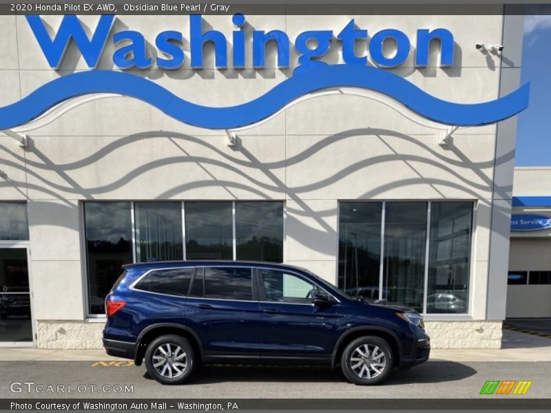 Obsidian Blue Pearl / Gray 2020 Honda Pilot EX AWD