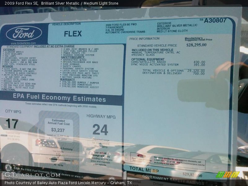 Brilliant Silver Metallic / Medium Light Stone 2009 Ford Flex SE