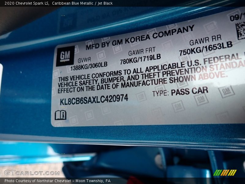 Caribbean Blue Metallic / Jet Black 2020 Chevrolet Spark LS