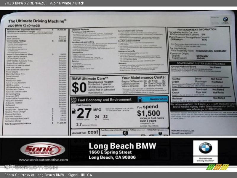 Alpine White / Black 2020 BMW X2 sDrive28i