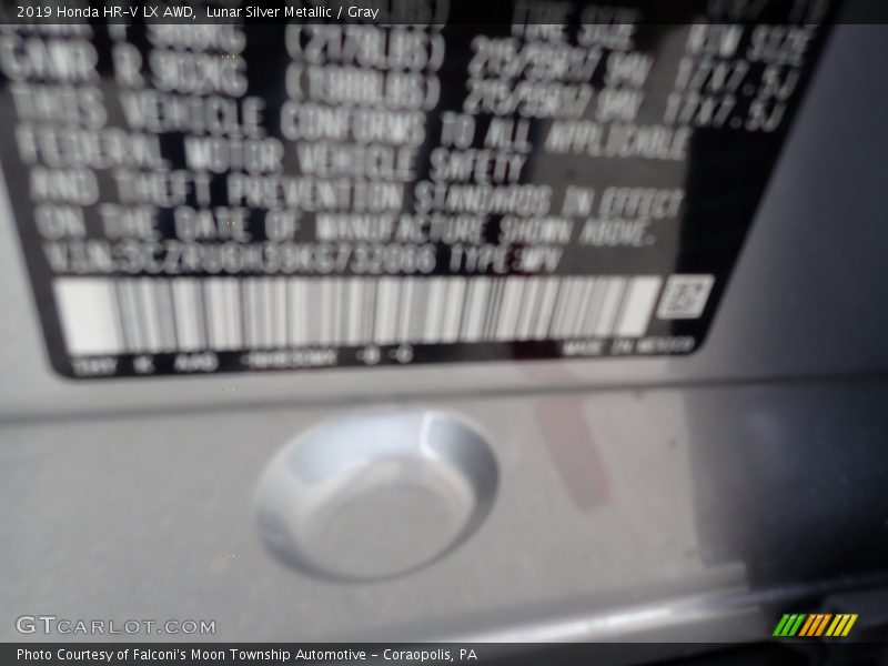 Lunar Silver Metallic / Gray 2019 Honda HR-V LX AWD