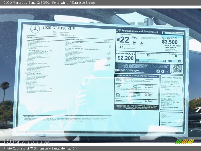 Polar White / Espresso Brown 2020 Mercedes-Benz GLE 350